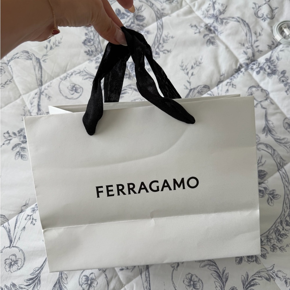 Salvatore Ferragamo White and Black Paper Gift Bag